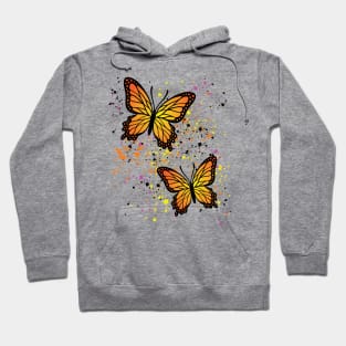 Beautiful Butterflies with Colorful Splatters Hoodie